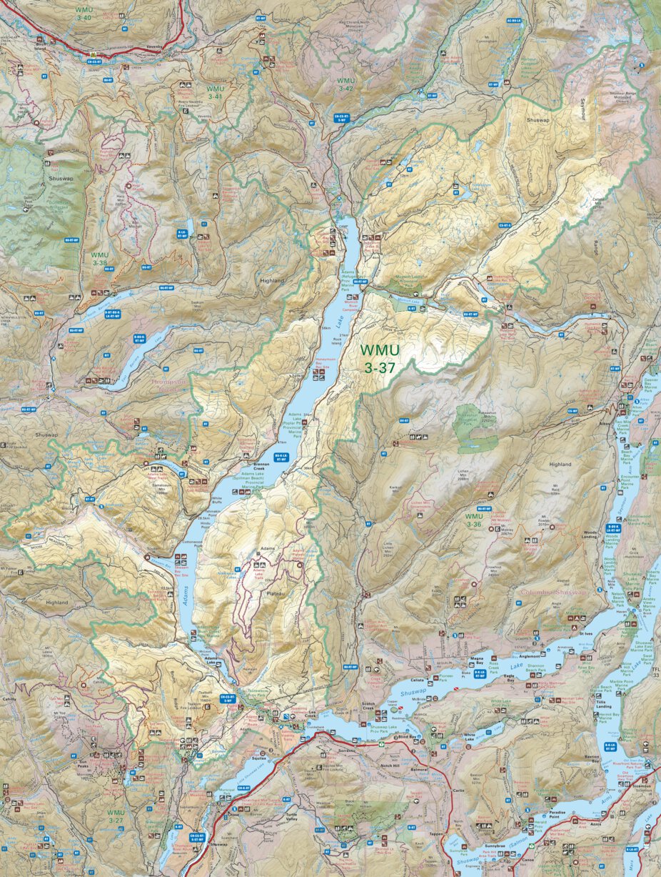 WMU 3-37 Thompson Region BC Hunting Topo Map by Backroad Mapbooks ...