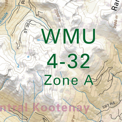 Backroad Mapbooks WMU 4-32 Zone A Kootenay Region - Hunting Topo BC digital map
