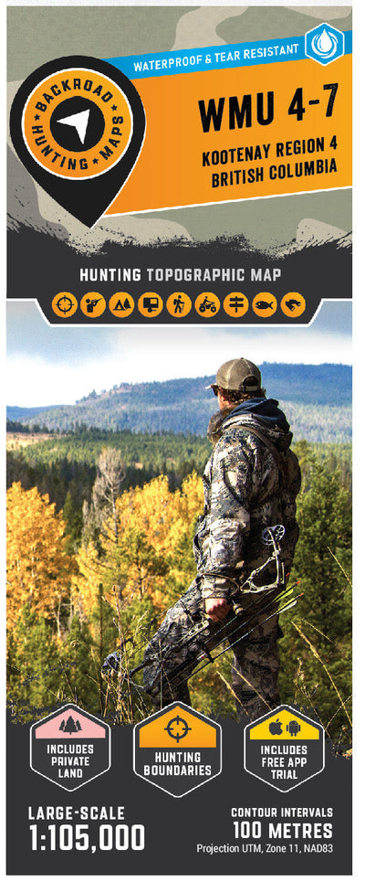 Backroad Mapbooks WMU 4-7 Kootenay Region - Hunting Topo BC digital map