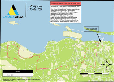 Bahama Atlas New Providence, Bahamas - Bus Route 10A digital map