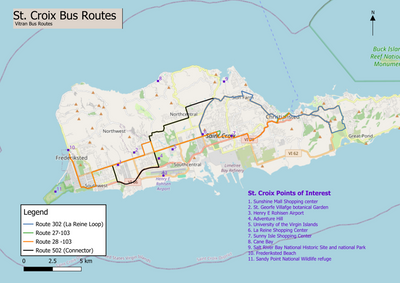 United States Virgin Islands: St. Croix Route VITRAN Bus Route Preview 1