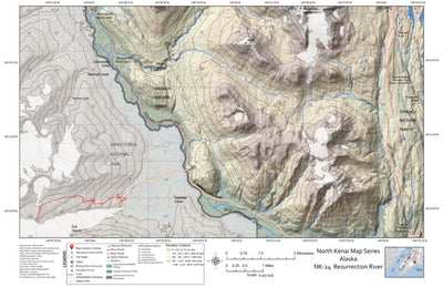 BarnwellGeospatial Resurrection River, Northern Kenai Peninsula, Alaska digital map