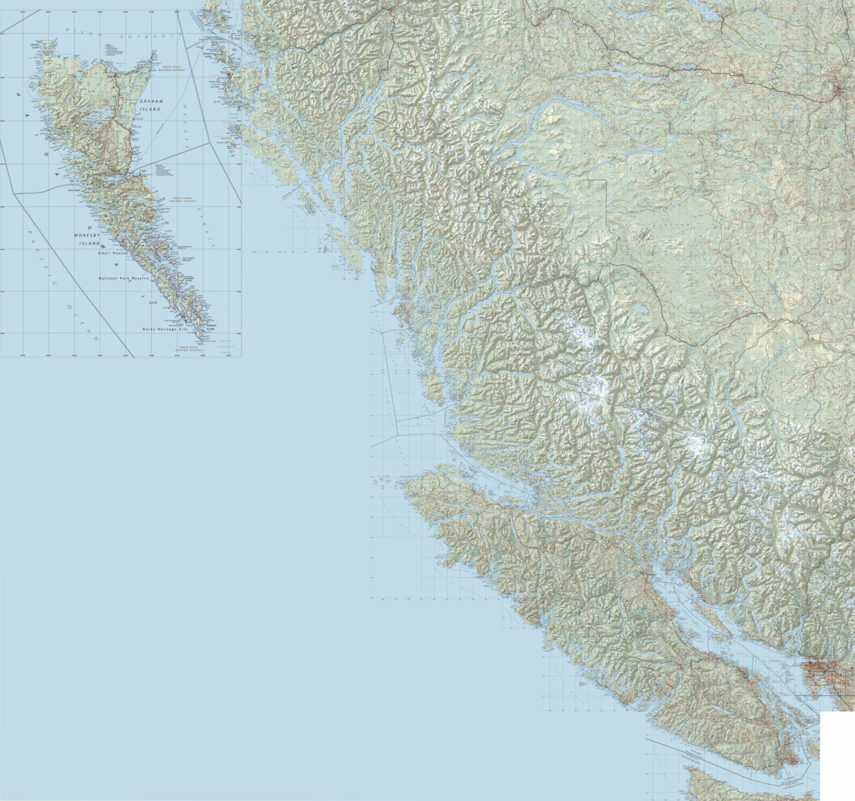 British Columbia Southwest Landscape Map by East View Map Link