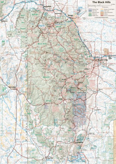Benchmark Maps South Dakota Black Hills Region Map digital map