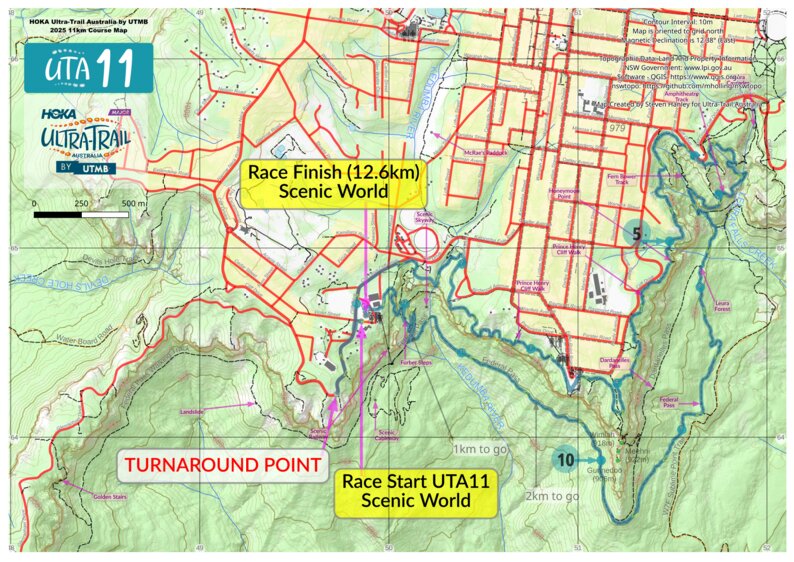 HOKA Ultra-Trail Australia by UTMB 11km 2025 Map by Bender Maps