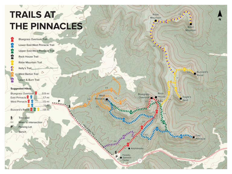 Trails at the Pinnacles (Berea College Forest) Map by Berea College ...