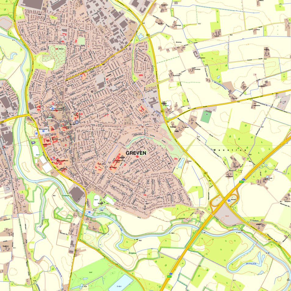 Greven 1 (1:10,000) Map by Bezirksregierung Koln | Avenza Maps