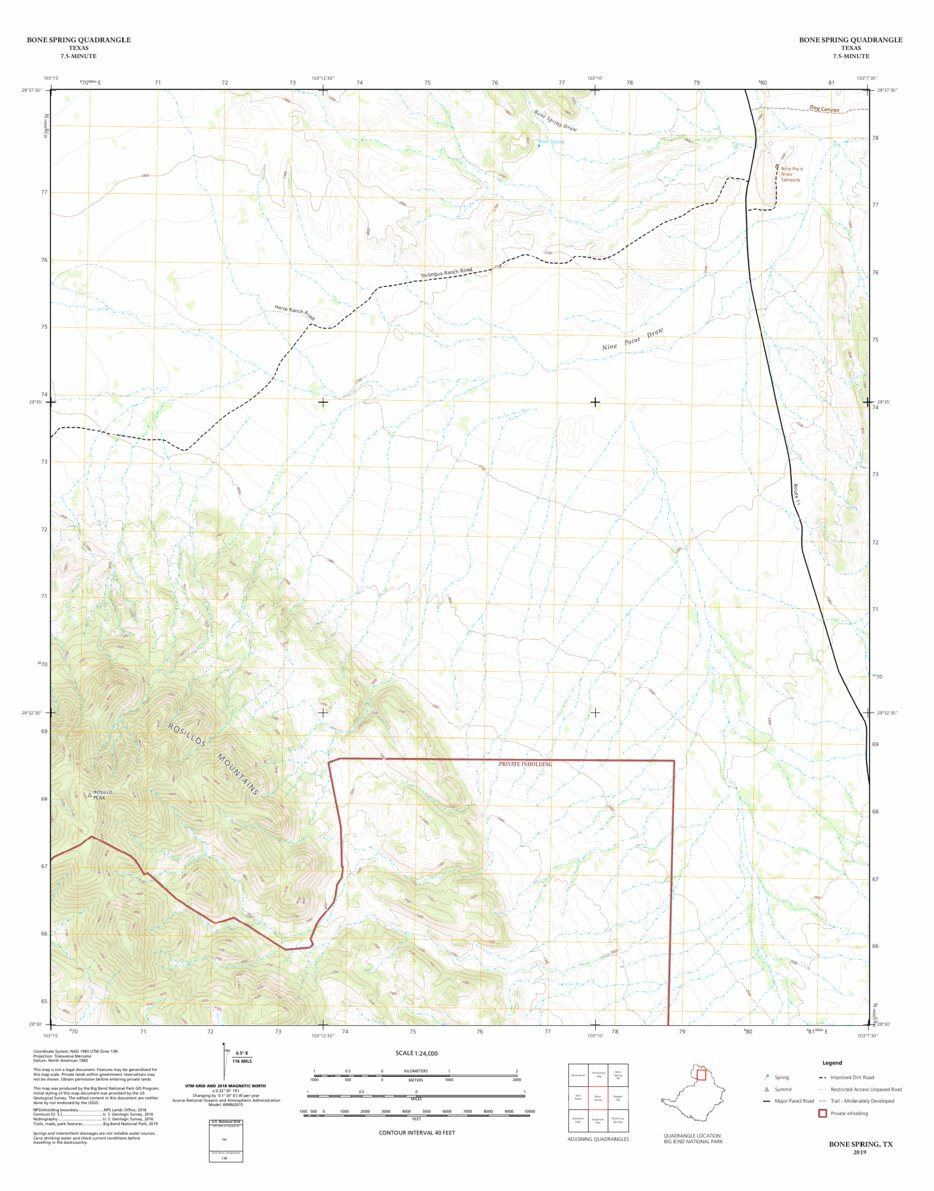 Big Bend National Park: Bone Springs Map by Big Bend National Park ...