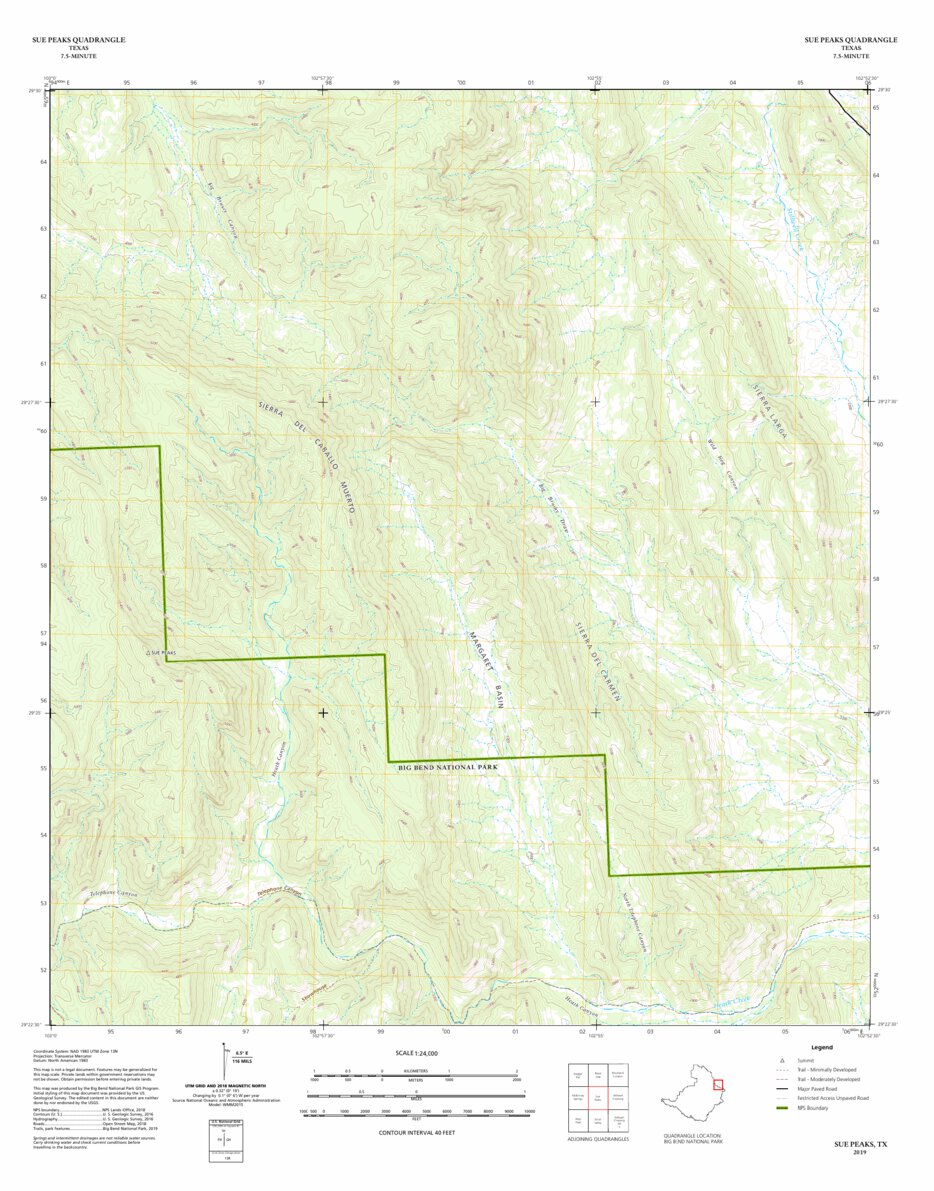 Big Bend National Park: Sue Peaks Map by Big Bend National Park ...