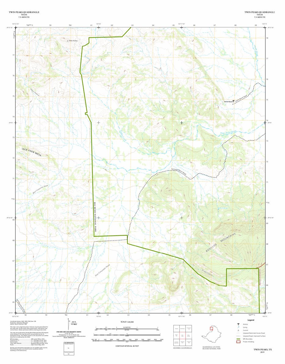 Big Bend National Park: Twin Peaks Map by Big Bend National Park ...