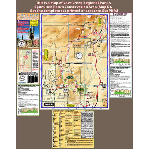 Big Loop Maps Cave Creek Regional Park & Spur Cross Ranch Conservation Area. Cave Creek Arizona. digital map