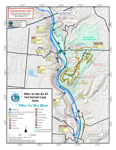 Buckeye Trail Association Hiker on the Go: Fort Ancient Loop Trails digital map