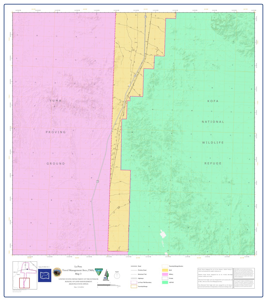 BLM Arizona La Posa Access Guide Map 3 Of 4 (TRV2002-03-01) By Bureau ...