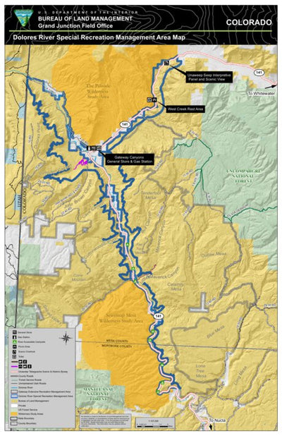 Bureau of Land Management - Colorado Dolores River Special Recreation Management Area Map digital map