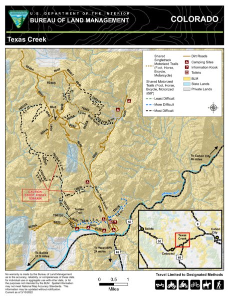 Texas Creek Map by Bureau of Land Management - Colorado | Avenza Maps