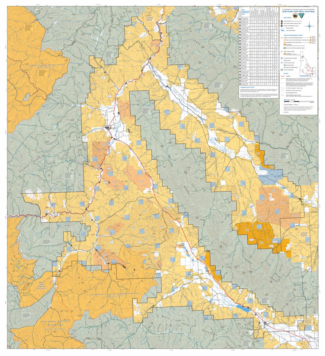 Blm Idaho Challis Travel Map By Bureau Of Land Management Idaho Avenza Maps 7132