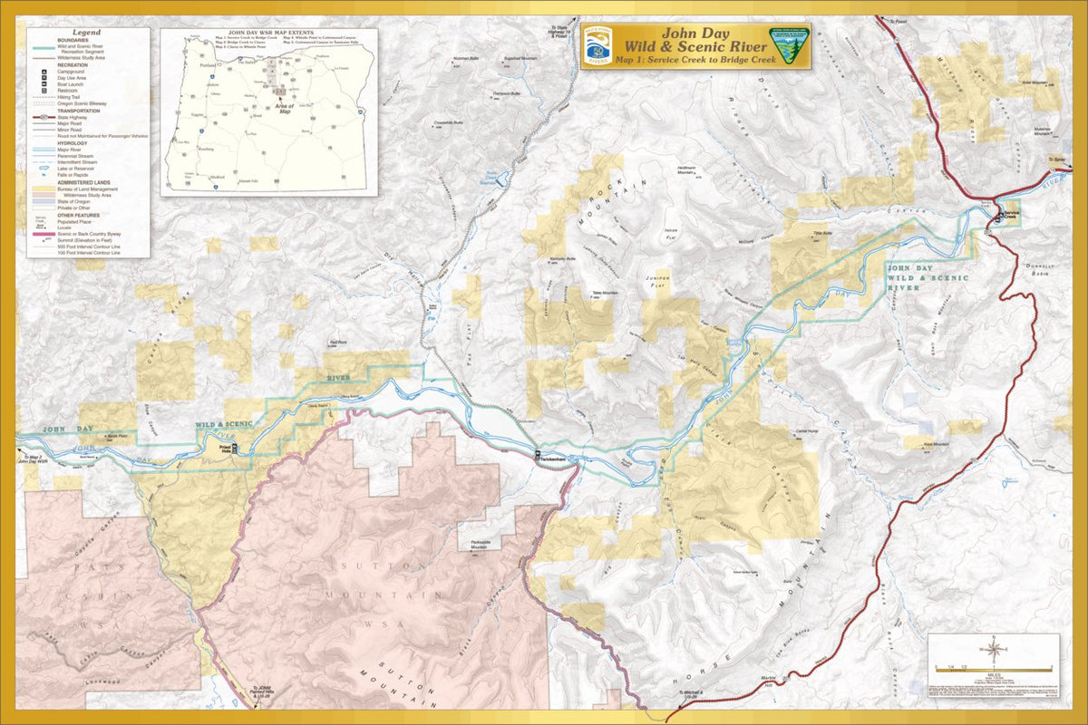 John Day Wild and Scenic River Map 1, Service Creek to Bridge Creek by ...