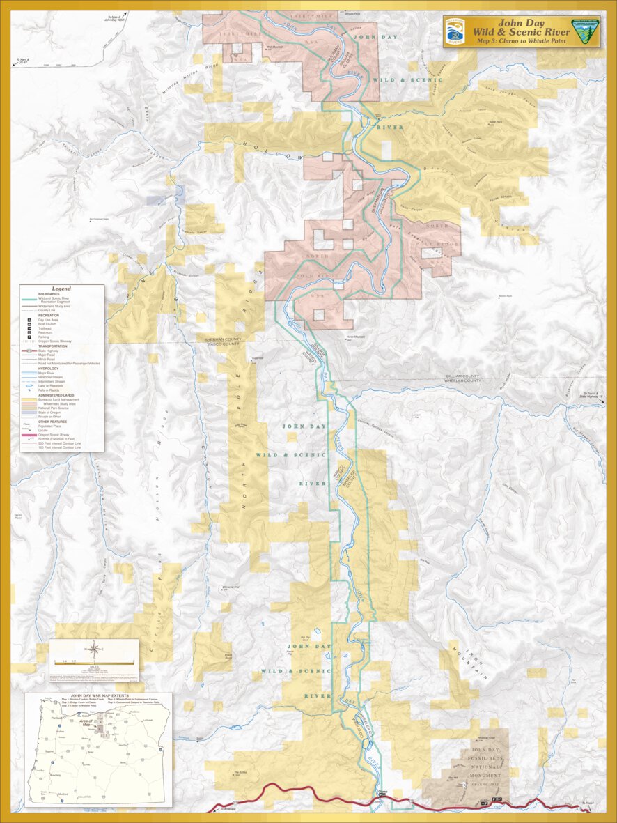 John Day Wild and Scenic River Map 3, Clarno to Whistle Point by Bureau ...