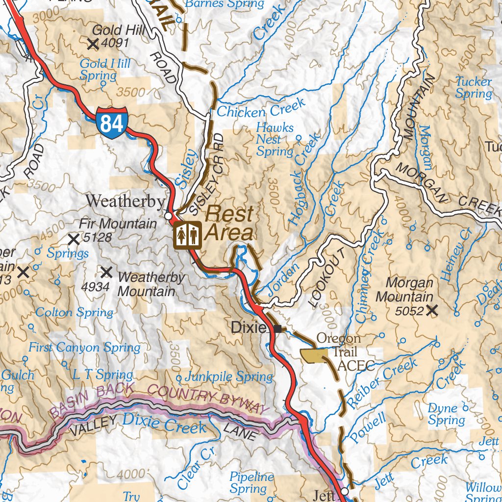 Oregon National Historic Trail Virtue Hills Map By Bureau Of Land Management Oregon Avenza 7293