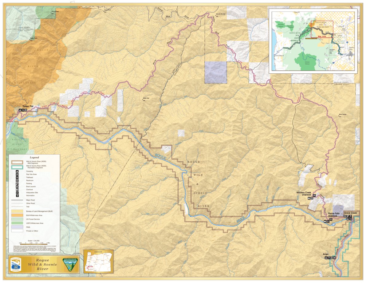 Rogue Wild and Scenic River, Wild Segment Map by Bureau of Land ...