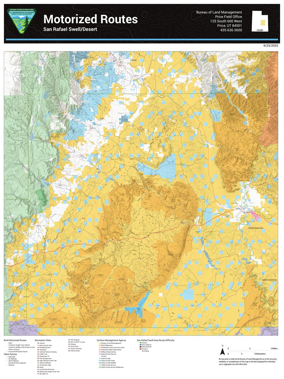 BLM Utah San Rafael Swell/Desert Motorized Routes Map by Bureau of Land ...