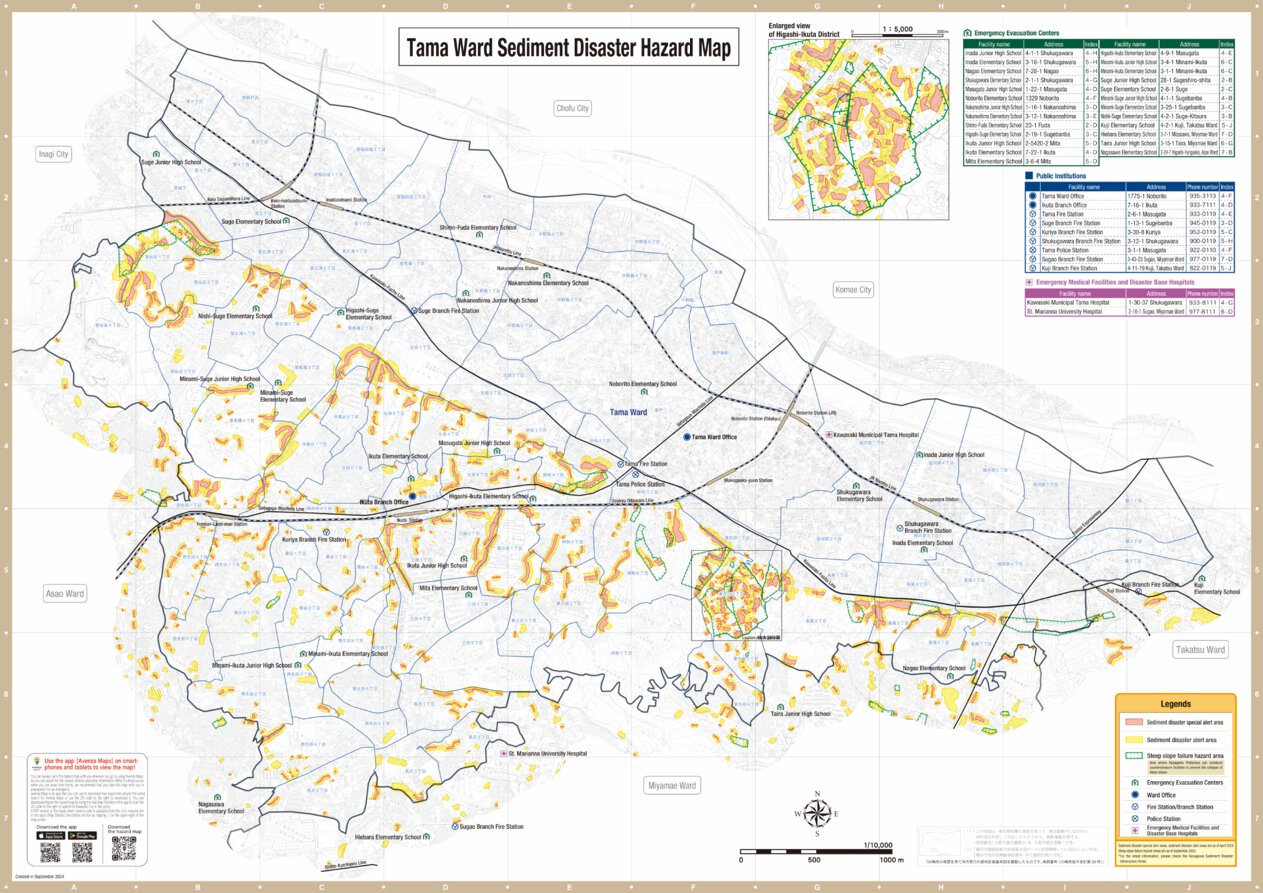 Kawasaki City landslide hazard Map for Tama ward by Buyodo corp