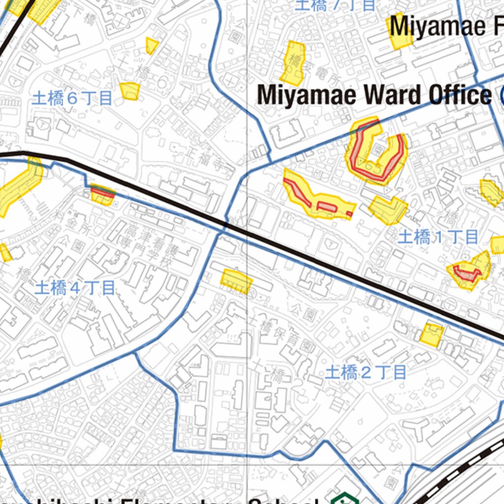 Kawasaki City landslide hazard Map for Miyamae ward by Buyodo corp
