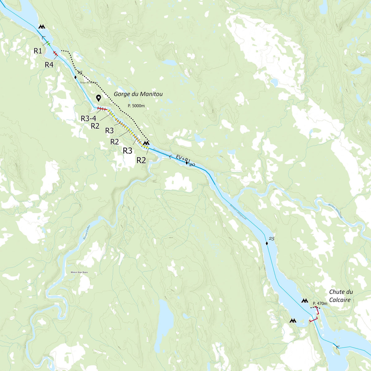 Rivière Caniapiscau (Inférieur) Map by Canot Kayak Quebec Avenza Maps