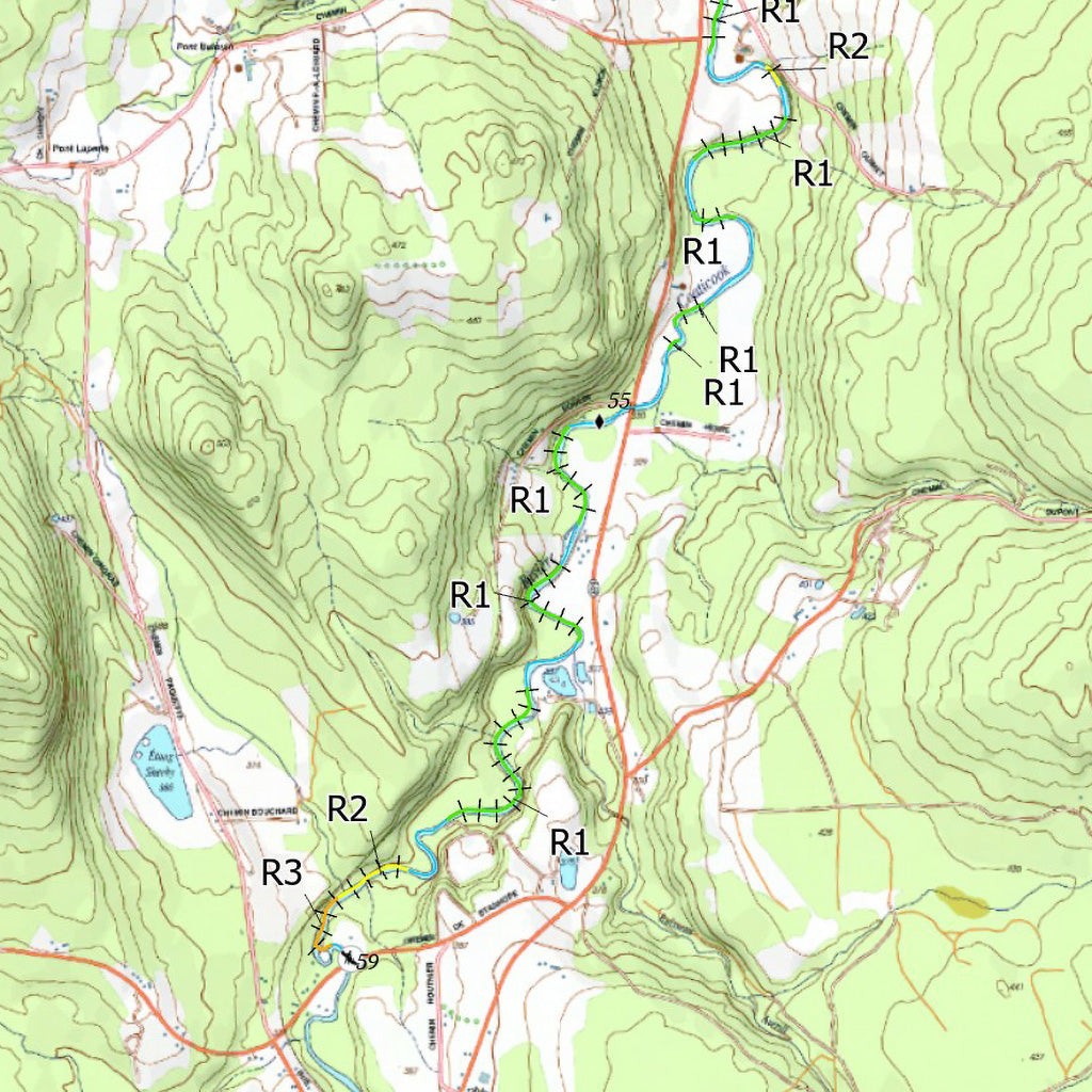 Rivière Coaticook Map by Canot Kayak Quebec Avenza Maps