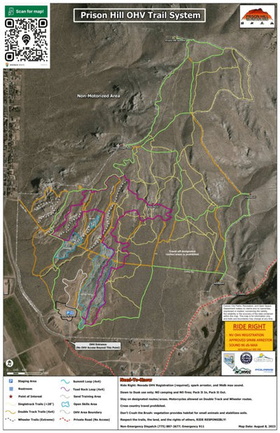 Carson City Parks, Recreation and Open Space Prison Hill OHV Trail System, 8.8.2023 digital map