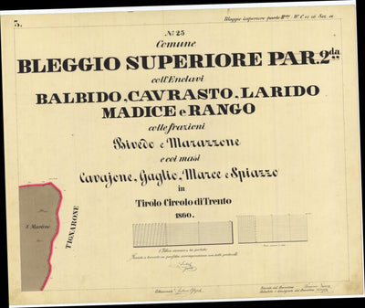 CARTAGO BLEGGIO SUPERIORE Mappa originale d'impianto del Catasto austro-ungarico. Scala 1:2880 bundle