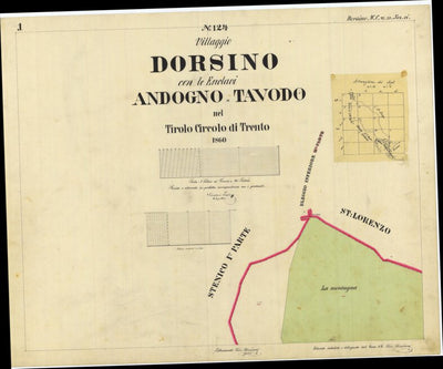 CARTAGO DORSINO Mappa originale d'impianto del Catasto austro-ungarico. Scala 1:2880 bundle