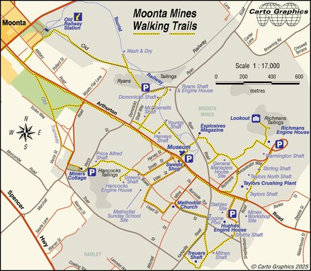 Monontsha Map Moonta Mines Walk Map by Carto Graphics | Avenza Maps
