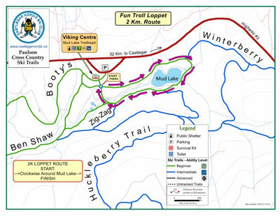 Castlegar Nordic Ski Club 2K Troll Loppet Route digital map