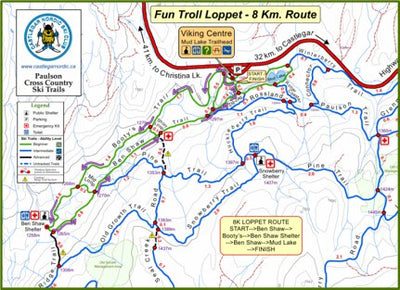Castlegar Nordic Ski Club 8K Troll Loppet Route digital map