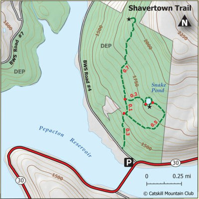 Catskill Mountain Club Shavertown Trail to Snake Pond and Tremperskill Overlook 2020 digital map