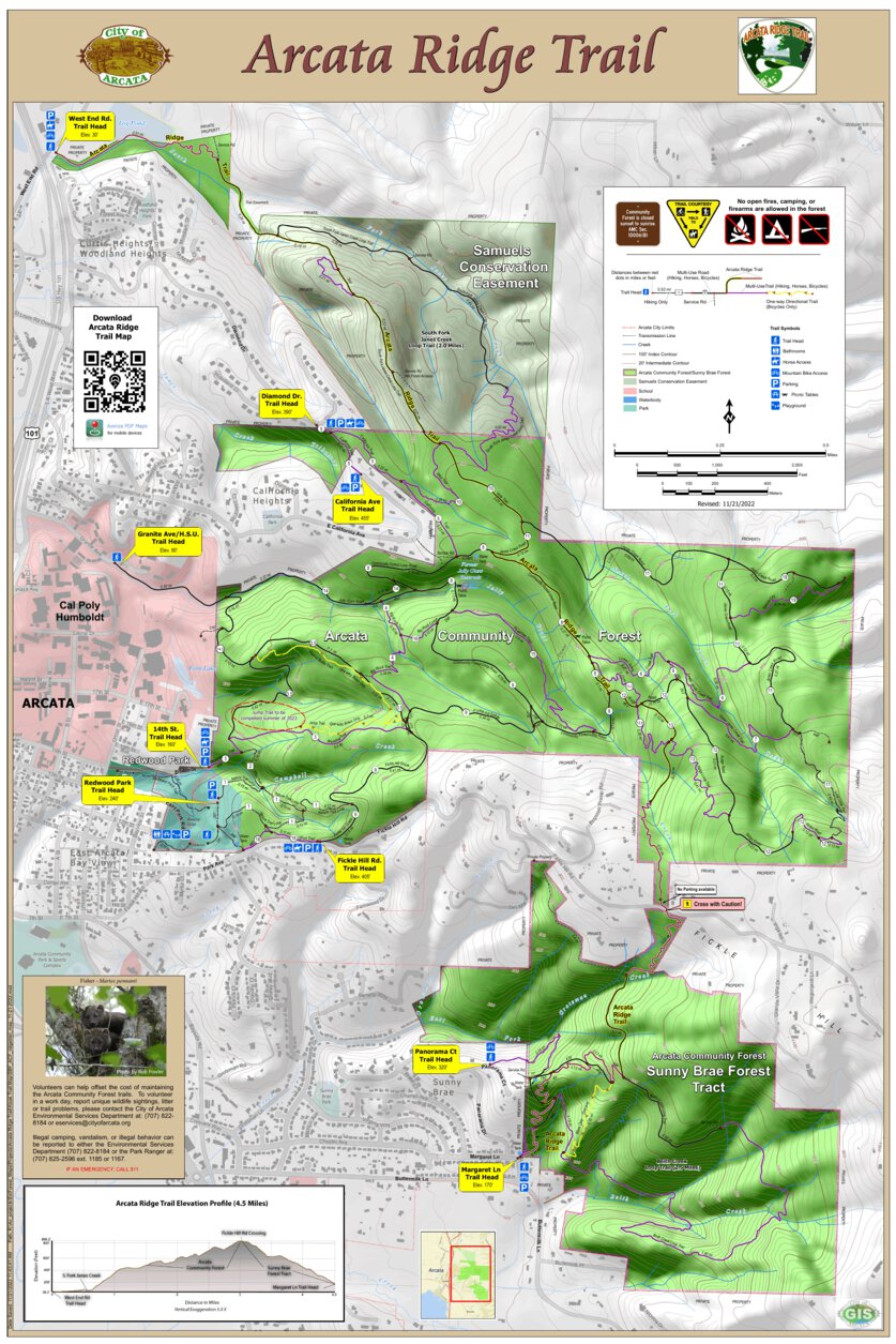 Arcata Community Forest - Arcata Ridge Trail Map by City of Arcata 