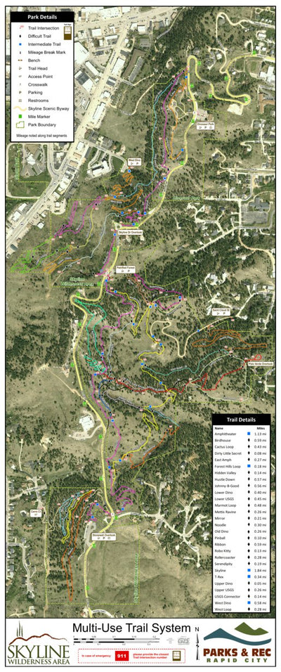 City of Rapid City Skyline Wilderness Area Trail Map digital map