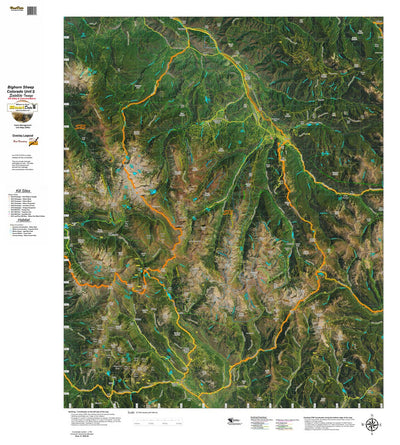 Co Bighorn Sheep Unit S13 Satellite Image with concentrations and kill sites. Preview 1