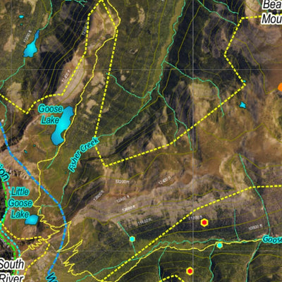 Co Bighorn Sheep Unit S15 Satellite Image with concentrations and kill sites. Preview 2
