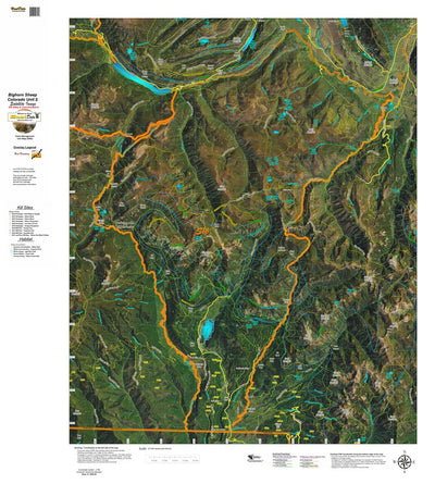 Co Bighorn Sheep Unit S16 Satellite Image with concentrations and kill sites. Preview 1