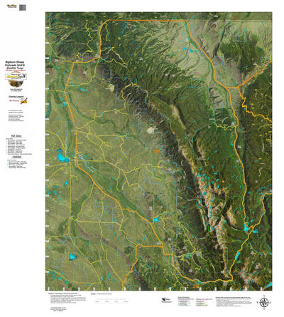 Co Bighorn Sheep Unit S18 Satellite Image with concentrations and kill sites. Preview 1