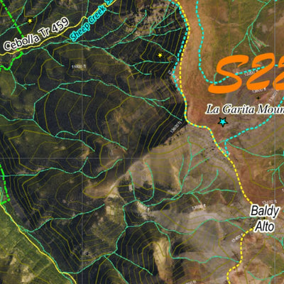 Co Bighorn Sheep Unit S22 Satellite Image with concentrations and kill sites. Preview 2