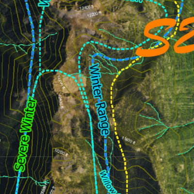 Co Bighorn Sheep Unit S28 Satellite Image with concentrations and kill sites. Preview 2