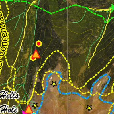 Co Bighorn Sheep Unit S3 Satellite Image with concentrations and kill sites. Preview 2