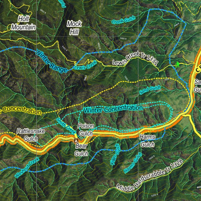 Co Bighorn Sheep Unit S35 Satellite Image with concentrations and kill sites. Preview 3