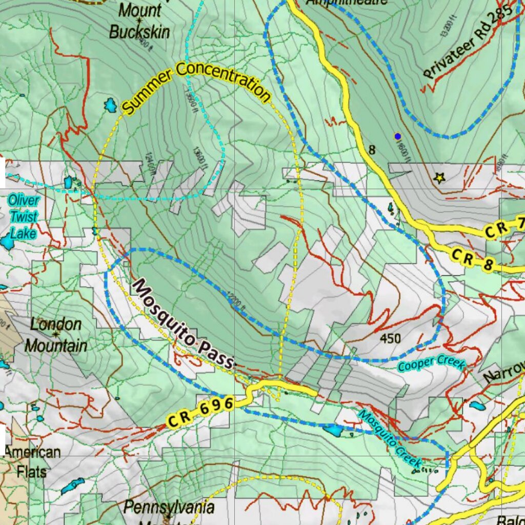 Co Bighorn Sheep Unit S39 Land Use, Kill Site, and Concentrations