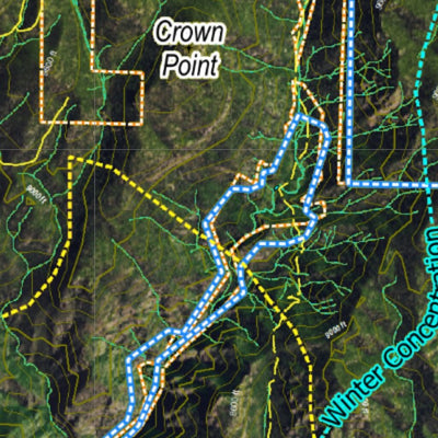 Co Bighorn Sheep Unit S5 Satellite Image with concentrations and kill sites. Preview 3