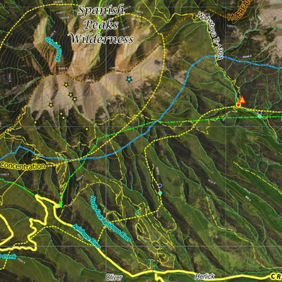 Co Bighorn Sheep Unit S51 Satellite Image with concentrations and kill sites. Preview 3