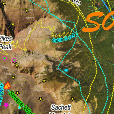 Co Bighorn Sheep Unit S6 Satellite Image with concentrations and kill sites. Preview 2